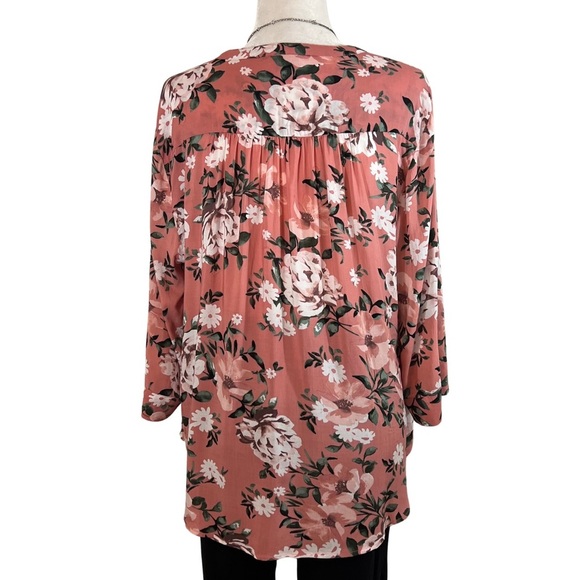 Torrid NEW Harper Challis Button Front 3 Quarter Sleeve Blouse Floral 00 M L 10 - Picture 12 of 13